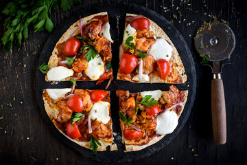 Healthy tortilla pizza 