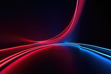 bright neon lights and road through wall, in the style of light indigo and red, Generative AI
