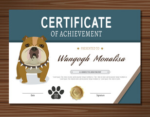 dog certificate template. flat banner background illustration Vector