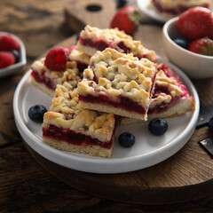 Homemade berry pie with streusel