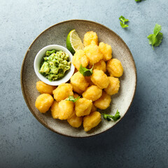 Homemade shrimp bites with avocado mash 