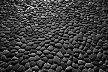 vintage cobblestone street captured in black and white. Generative AI