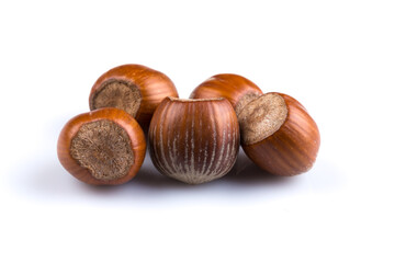 Hazelnuts on white