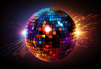 Fototapeta premium Disco ball with bright lights. AI Generated