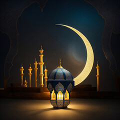 a beautiful lamp with masque and moon