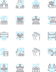 Task force linear icons set. Enforcement, Security, Prevention, Investigation, Response, Collaboration, Intervention line vector and concept signs. Coordination,Rapid,Tactical outline Generative AI
