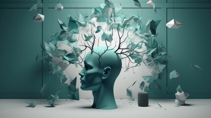 Mental Health Awareness: Creative analogy picture with coherent visual layout. Generative Ai