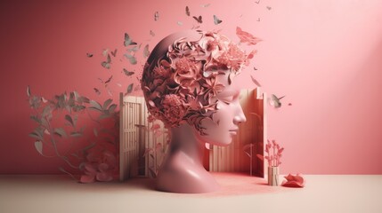 Mental Health Awareness: Symbolic metaphor graphics with transparent visual pecking order. Generative Ai