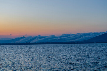 sunset over the lake
