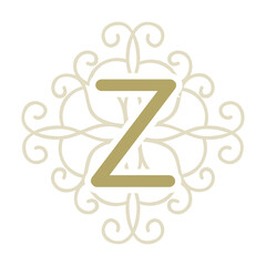 letter z,  swirl ornamental element, monogram