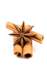 Stars anise and cinnamon isolated