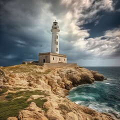 Fototapeta na wymiar lighthouse on the coast of the region sea.