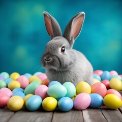 easter bunny and easter eggs.