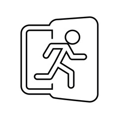 exit icon, green and white, vector illustration