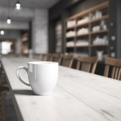 A mockup of a white coffee cup on a bar, created with Generative AI