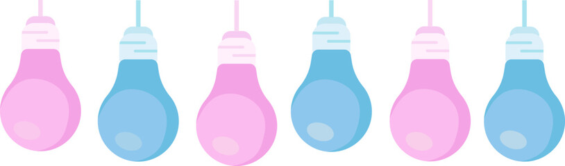 a set of blue and pink light bulbs for the holiday set of gender party