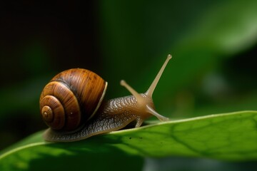 snail on leaf. Generative AI.