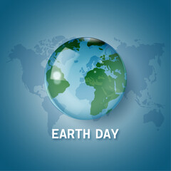Earth Day and Environment Day. Transparent bright planet earth in space.