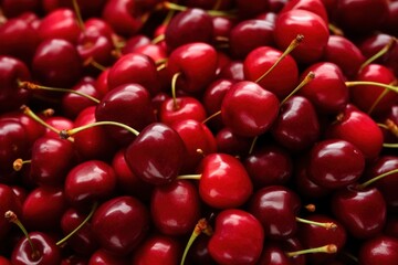cherries in a market. Generative AI.