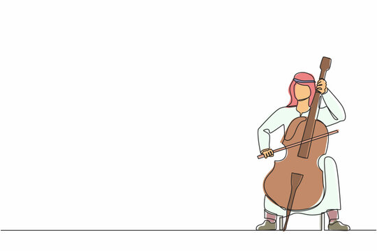 arab musician playing cello, line art clip art preview