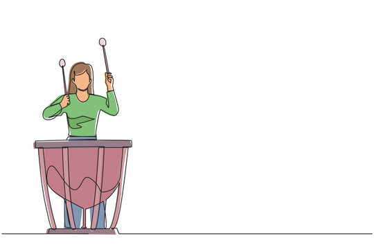 woman playing timpani drum, green shirt clip art preview