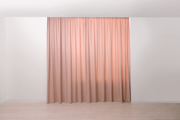 Elegant window curtains in room. Interior design