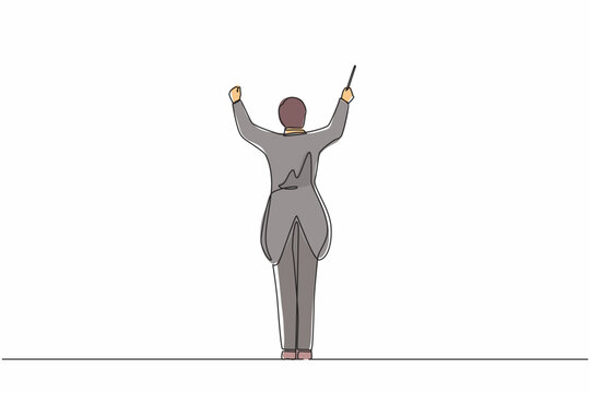 conductor in gray suit conducting orchestra clip art preview