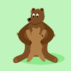Bear mother with sun. Vector illustration. World Hug's Day.