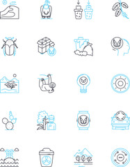 Environment Wildlife linear icons set. Habitat, Biodiversity, Ecosystem, Endangered, Conservation, Sustainability, Oceans line vector and concept signs. Forests,Wetlands,Species outline illustrations