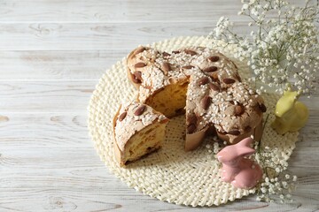 Delicious Italian Easter dove cake (traditional Colomba di Pasqua), space for text