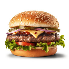 hamburger on white background, ai generated