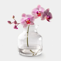 orchid in glass vase, ai generated