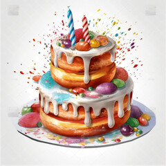 cake with candles, ai generated