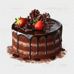 chocolate cake with strawberry, ai generated