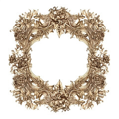 antique gold frame with clipping path, ai generated