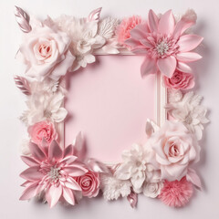 pink rose frame, ai generated
