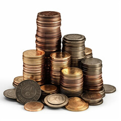 stack of coins isolated, ai generated