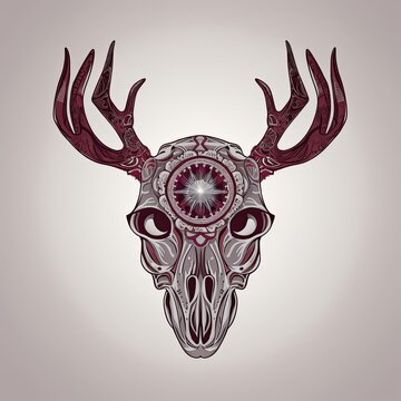 Creative illustration of decorative Deer Skull in hippie style. Generative AI
