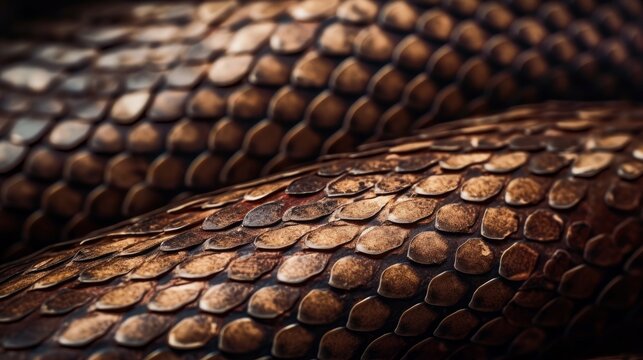Close-up snakes scales pattern. AI generated