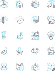 Agroecology farming linear icons set. Sustainability, Diversity, Soil, Permaculture, Regeneration, Ecosystem, Organic line vector and concept signs. Compost,Crop rotation,Biodiversity Generative AI