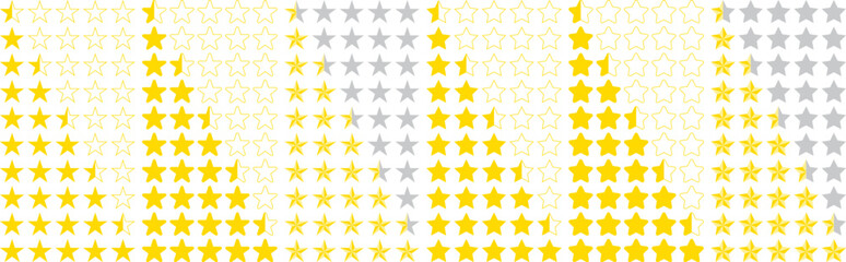 ランク付け、格付けの黄色い星のセット