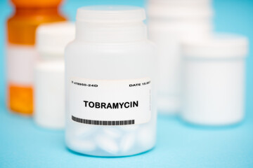 Tobramycin medication In plastic vial