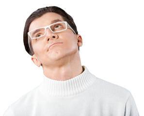 Portrait of young handsome man isolated on white background