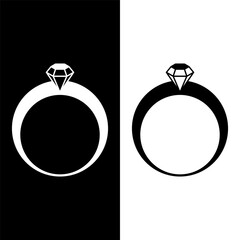 black and white diamond ring icon