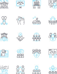 Innovation and creativity linear icons set. Ingenuity, Imagination, Novelty, Breakthrough, Vision, Inspiration, Inventiveness line vector and concept signs. Generative AI