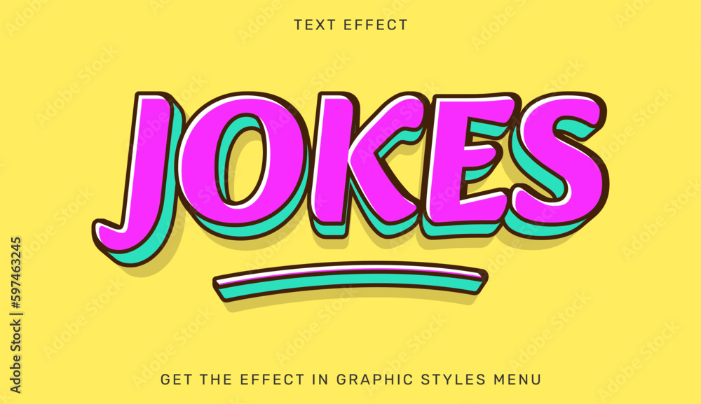 Poster jokes text effect template in 3d style