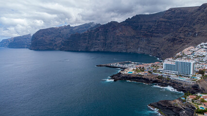 Fototapeta na wymiar Los Gigantes - cliffs and town in Tenerife