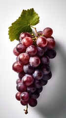 Fototapeta premium Ripe red grapes on a white background, close-up. generative Ai