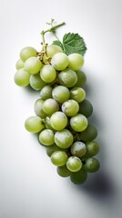 Bunch of green grapes on a white background with copy space. generative AI