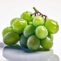 Obraz premium Green grapes with water drops isolated on a white background, close-up. generative AI